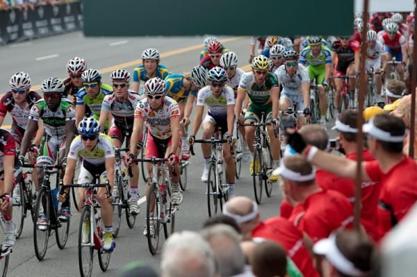 Fans watch as the race rolls out.