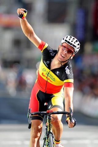 Philippe Gilbert (Omega Pharma Lotto) celebrates victory