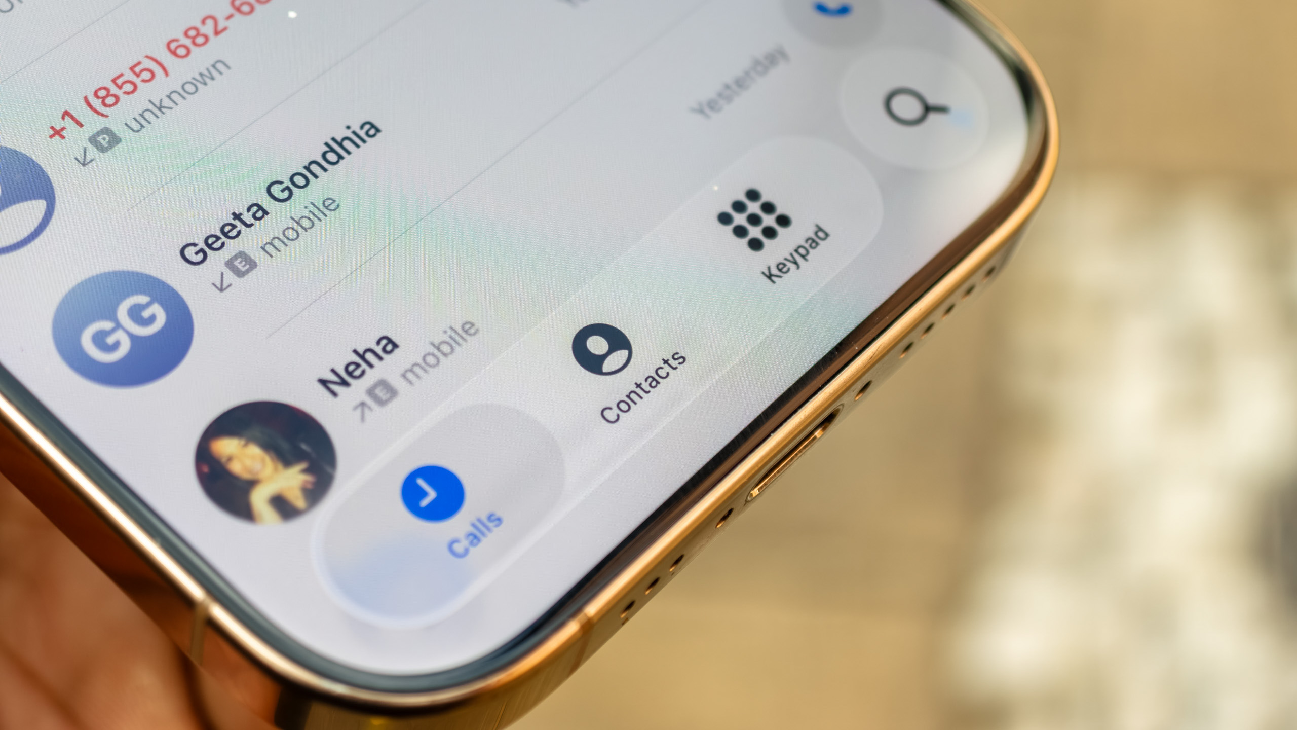 The unified dialer on the iOS 26 beta running on the iPhone 16 Pro
