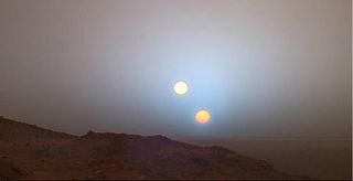 Fabricated image of a double sunset on Mars.