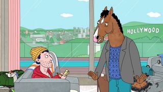 BoJack Horseman spricht in seiner Netflix-Serie mit einem Mann