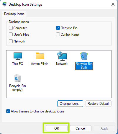 Click on Desktop Icon Settings