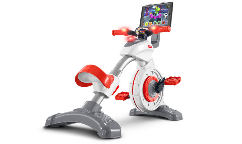 Fisher Price made an exercise bike with a tablet holder for 3