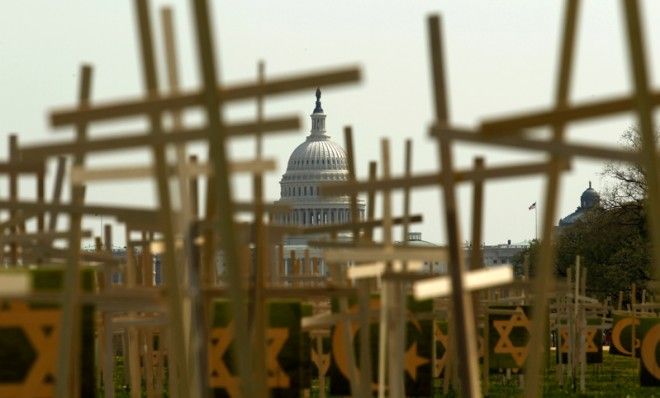 Crosses symbolizing grave markers sit on the National Mall in April as part of a 24-hour vigil to &amp;quot;remind Congress action is needed on gun violence prevention.&amp;quot; 