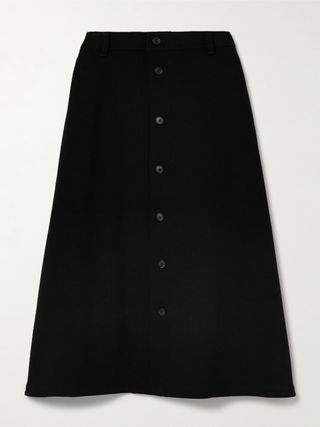 Wool-Crepe Midi Skirt