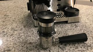 Ninja ES601 Luxe Café Premier Series 3-in-1 Espresso Machine being tested in writer's home