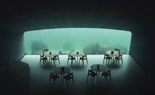 Dining tables under water