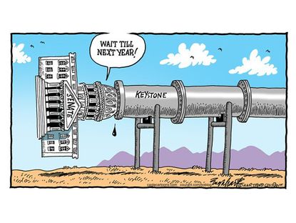 Political cartoon Keystone XL pipeline Senate