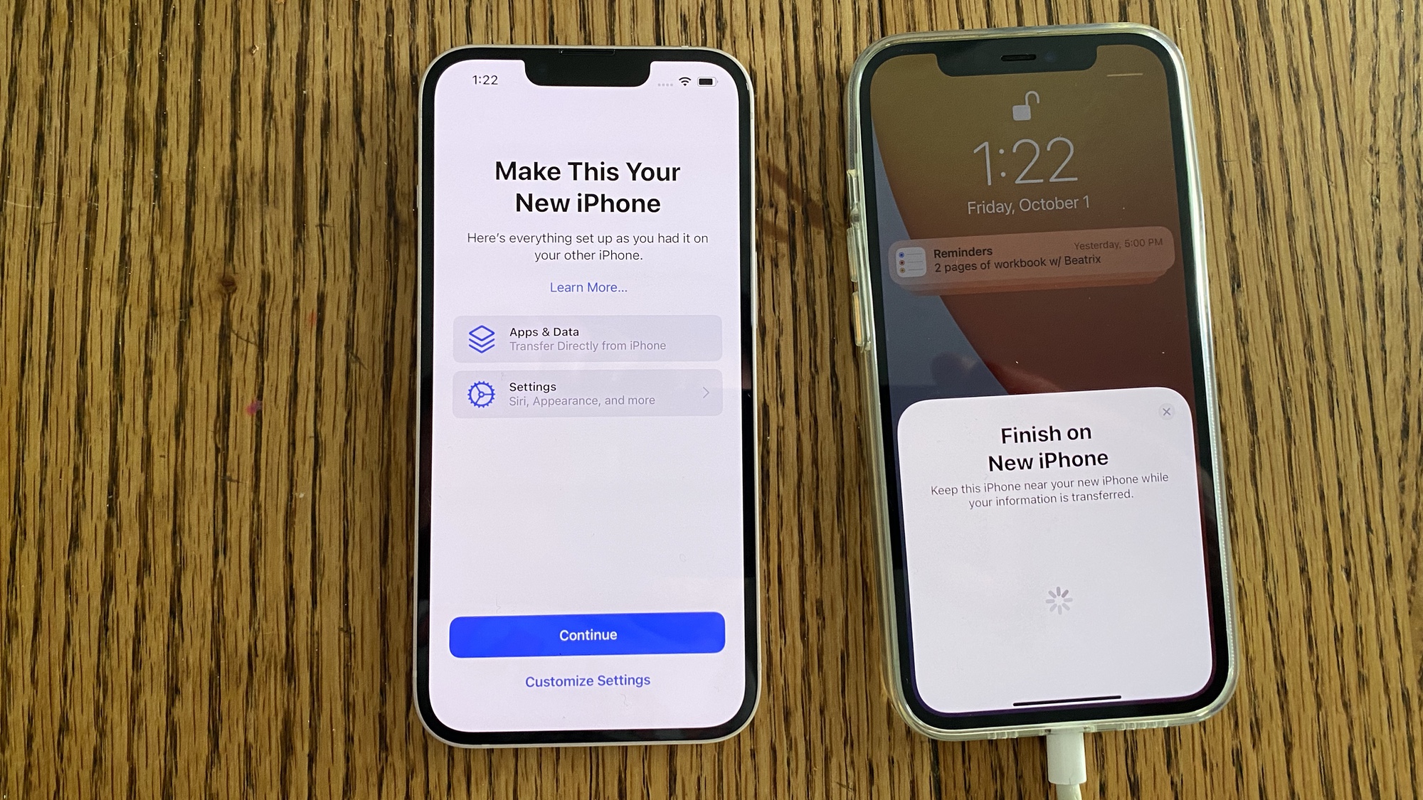 Quick Start will bring over apps and settings to set up your new iphone