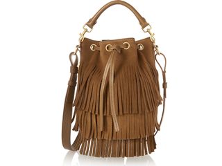 Tan suede fringed bag