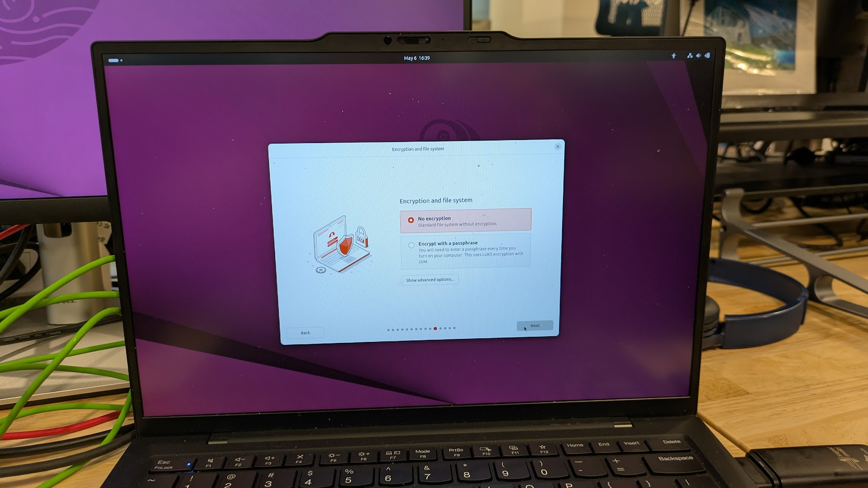 choose encryption or no encryption on ubuntu