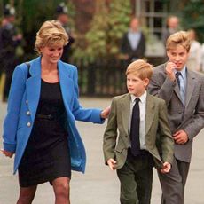 Princess Diana, Prince William and Prince Harry at Eton College in 1995