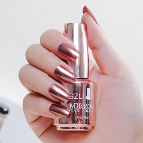 Imgdd Champagne Rose Gold Nail Polish Metallic Effect Metal Long-Lasting Quick Dry Nail Lacquers, Shiny Diy Manicure (2#, 18ml)