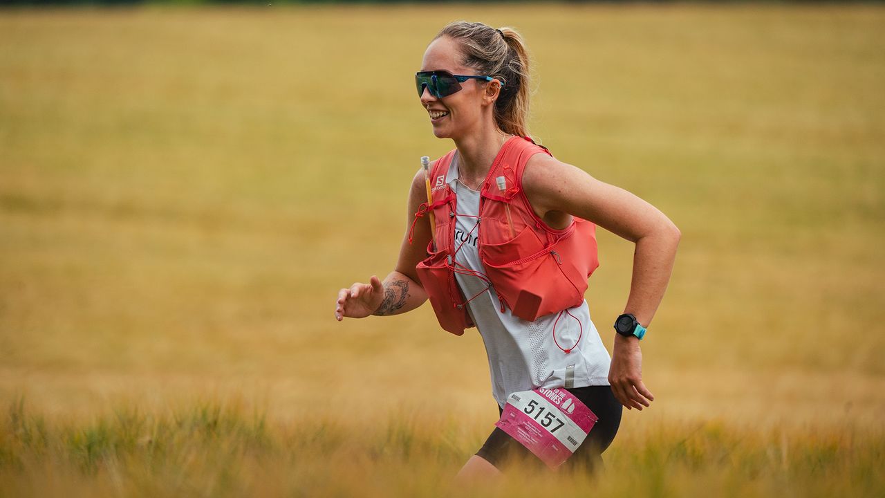 Happy athletes running an ultramarathon