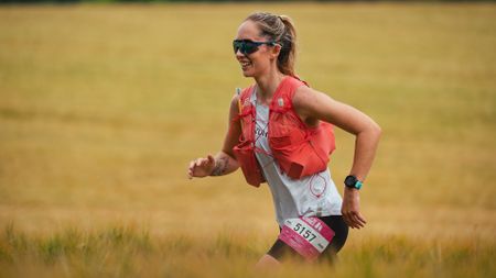 Happy athletes running an ultramarathon