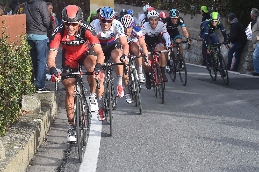 Philipe Gilbert launches a late attack.