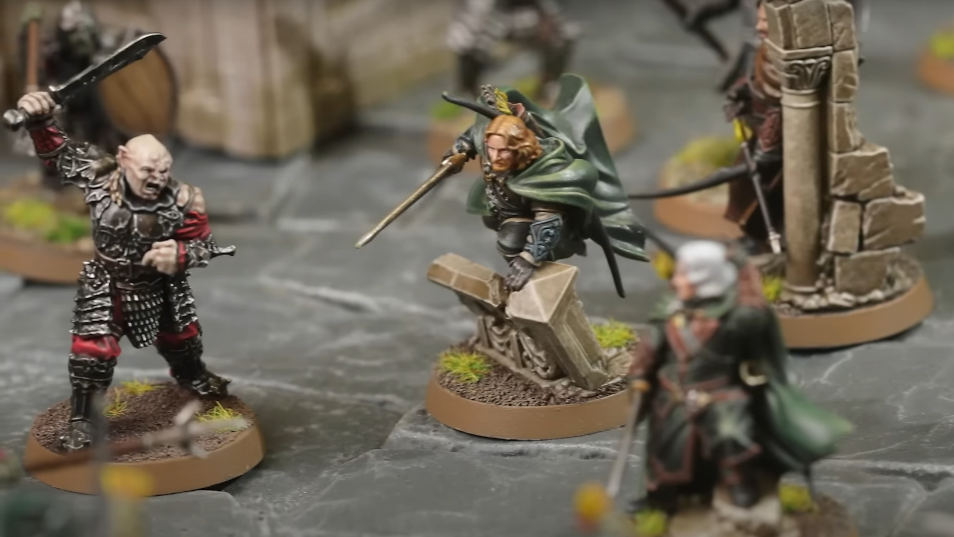 Miniaturas de El Señor de los Anillos Batalla de Osgiliath Faramir y Gothmog en el campo de batalla