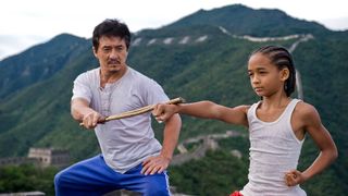 Jackie Chan as Mr. Han and Jaden Smith as Dre Parker in The Karate Kid (2010)