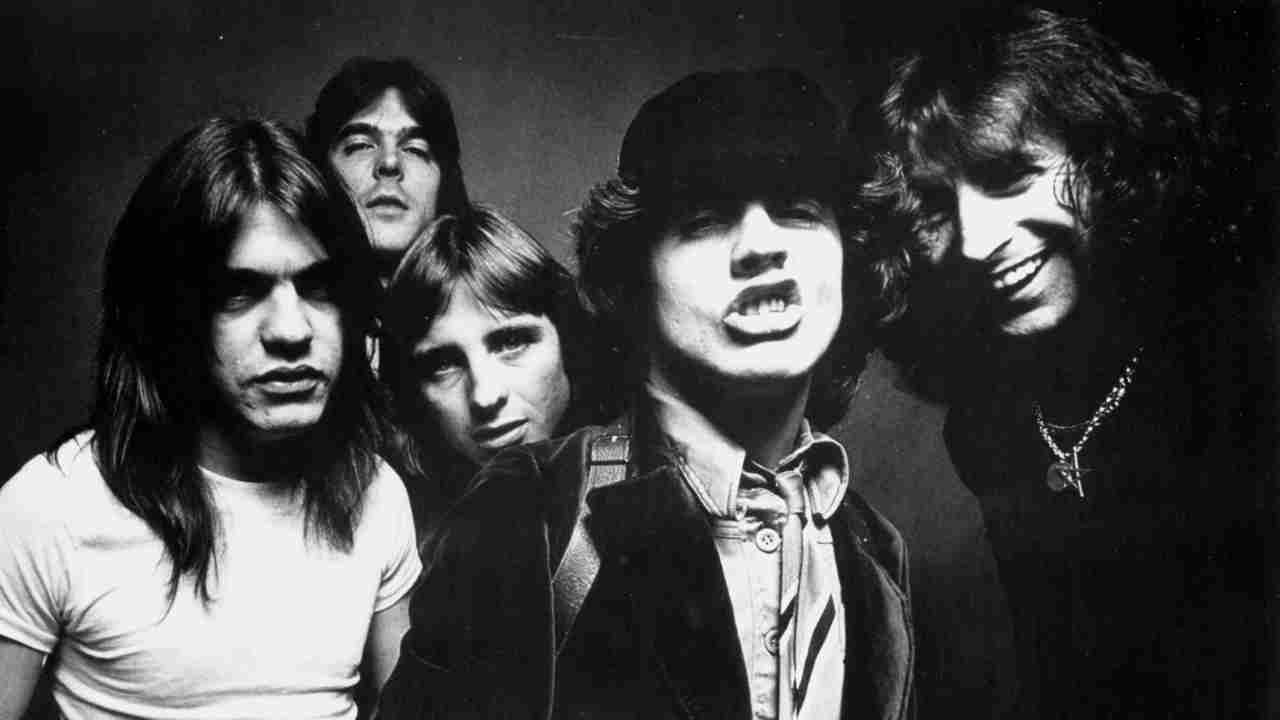 AC/DC posing for a photograph in 1979