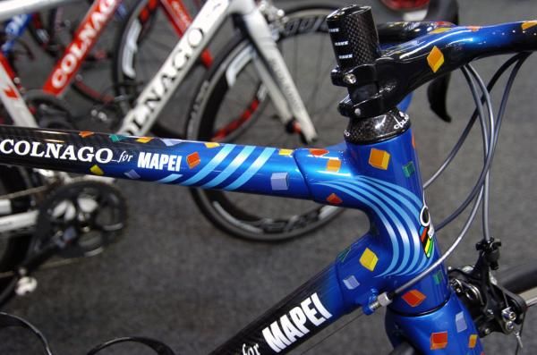Colnago's Australian importer FRF Sport's has produced this modernisation of the Mapei paint scheme for the company to display at the UCI World Road Championships in Geelong.