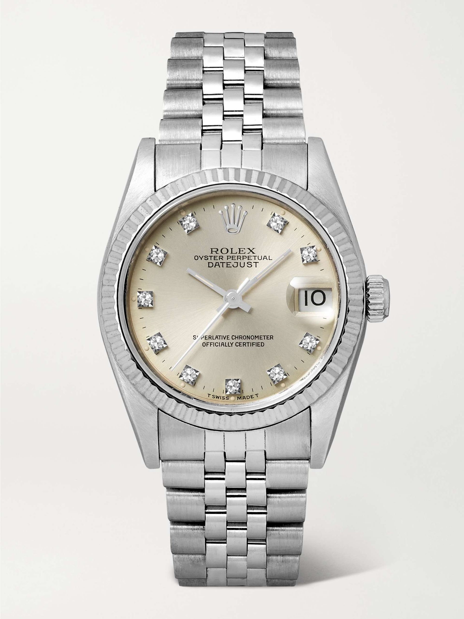 + Rolex Pre-Owned 1991 Oyster Perpetual Datejust Automatic 31mm Stainless Steel, 18-Karat White Gold and Diamond Watch, Ref. No. 68274g
