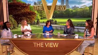 The ladies including Sunni and Whoopi sit around the half table on The View talking about Trump 2026.
