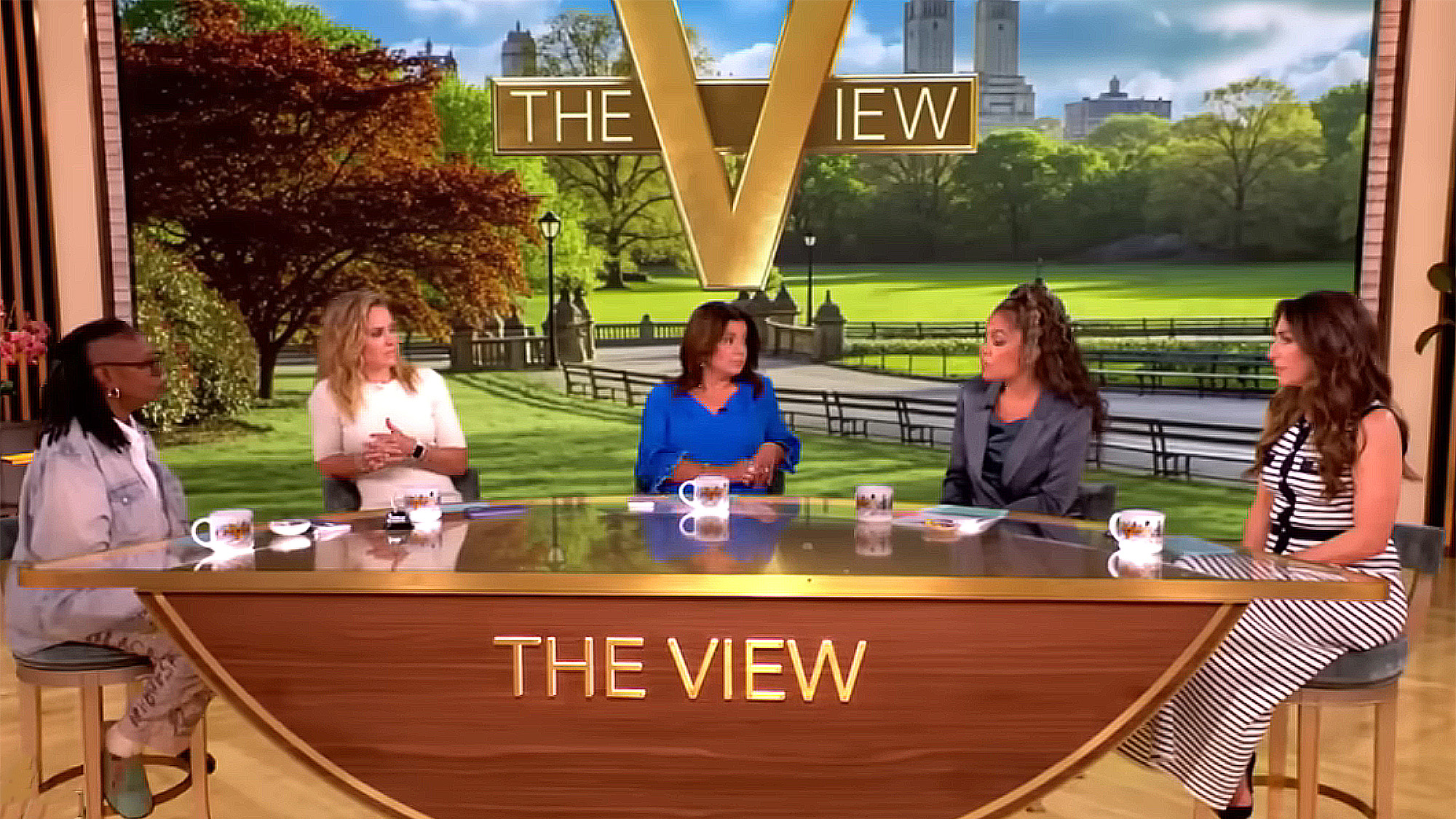 The ladies including Sunni and Whoopi sit around the half table on The View talking about Trump 2026. 