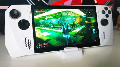 Asus ROG Ally with Cyberpunk 2077 on screen