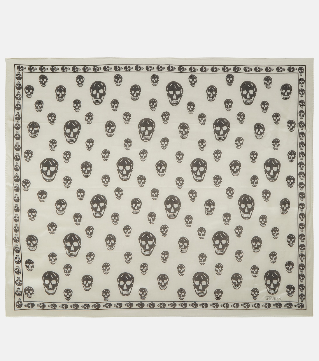 Skull Silk Scarf in White - Mc Queen