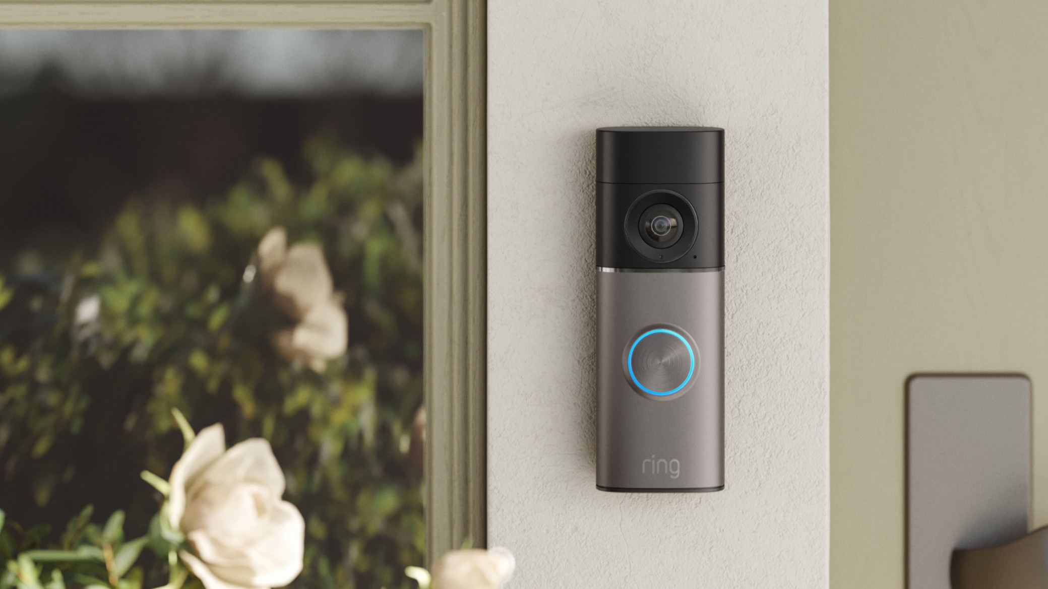 Ring Battery Video Doorbell Pro mounted beside door