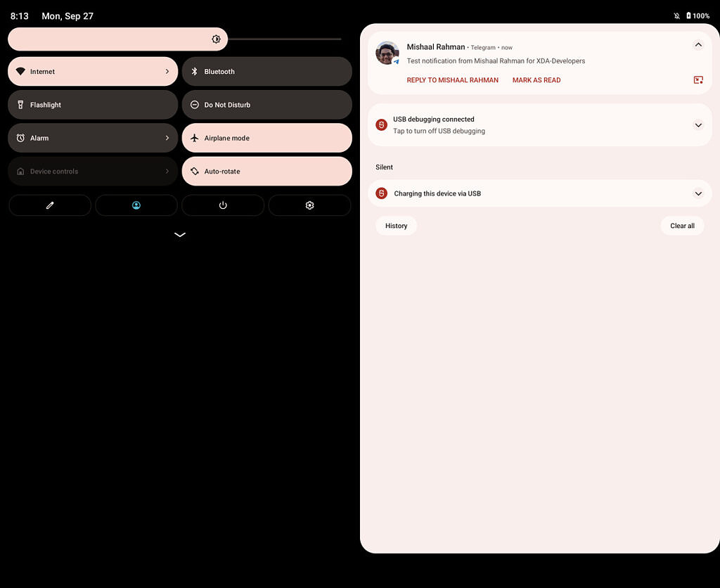 android 12.1 notification shade ui