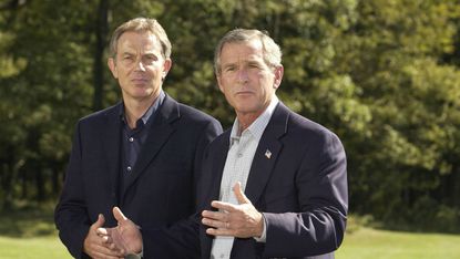 Tony Blair and George W. Bush at Camp David in 2002
