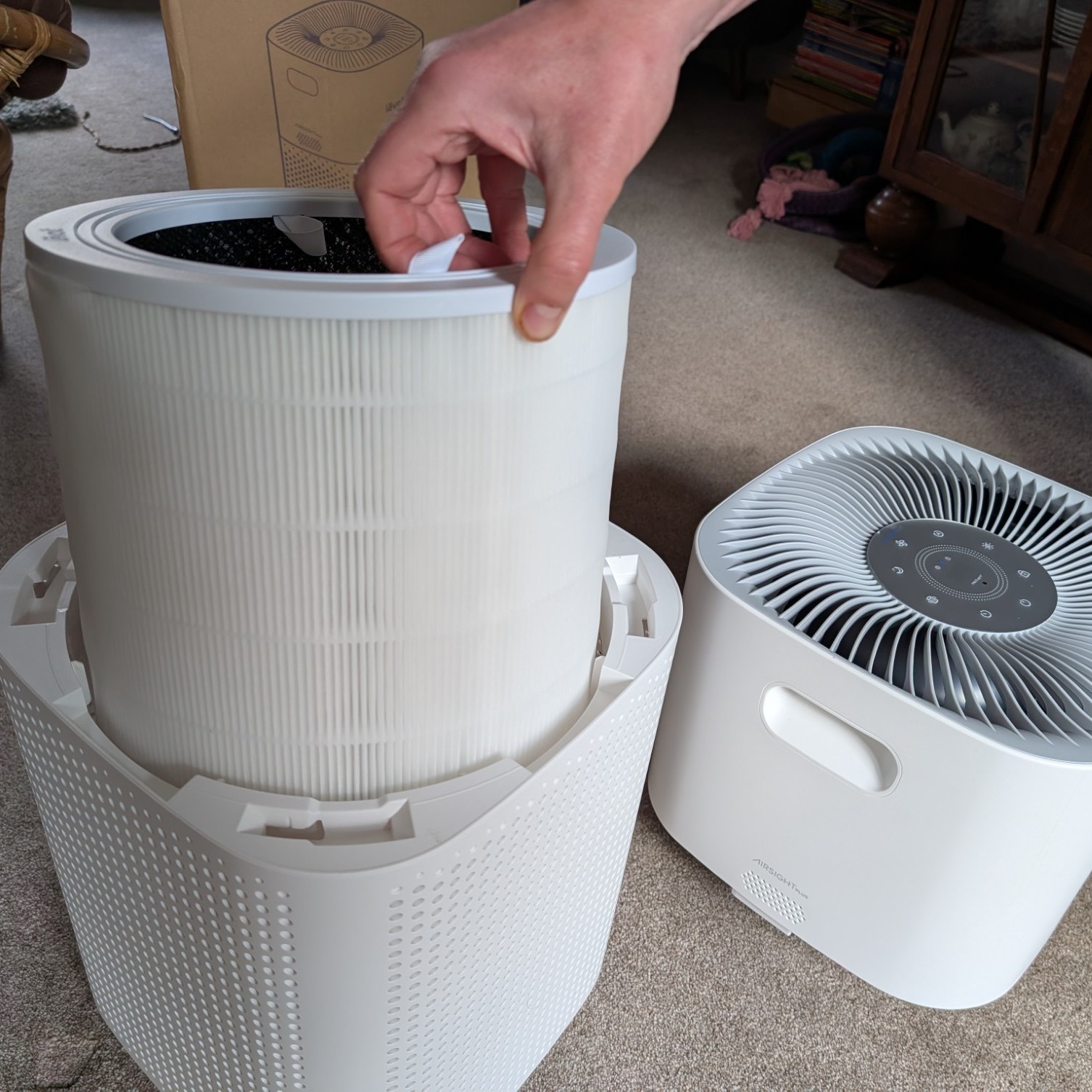 Levoit Core 600S Air Purifier in home testing