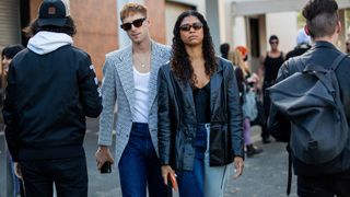 Guests seen outside Coperni during Paris Fashion Week - Womenswear Spring Summer 2022 on September 30, 2021 in Paris, France.