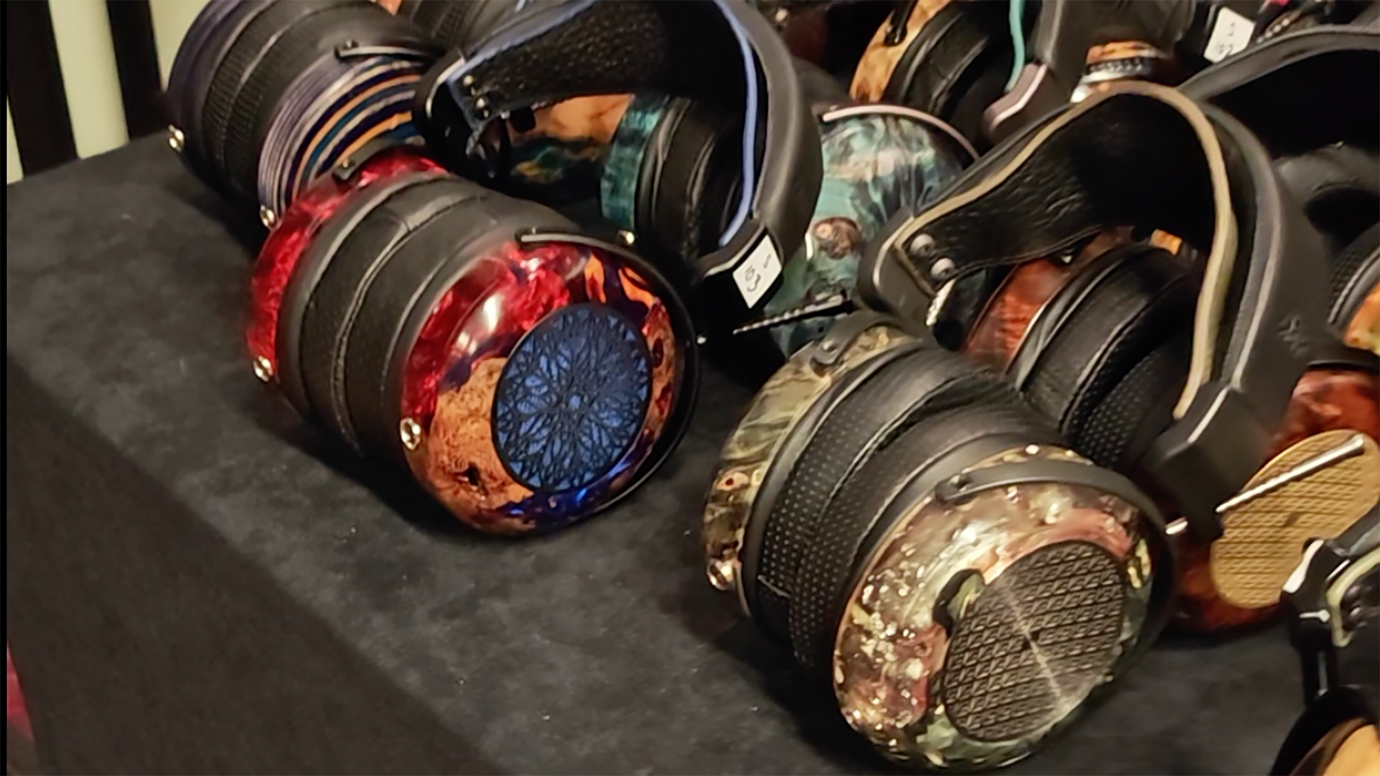 Various IEMs and headphones at CanJam London 2026. 