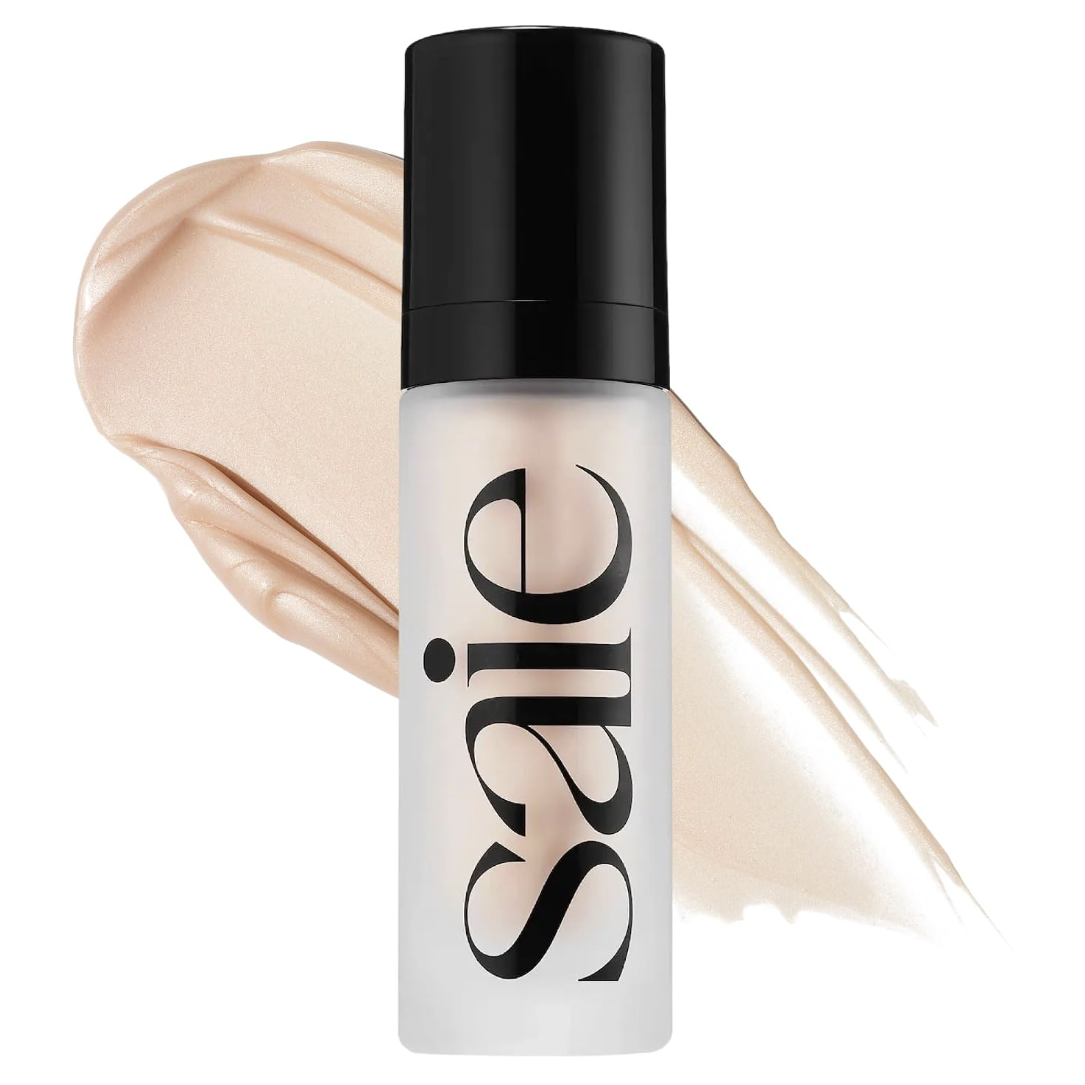 Saie Glowy Super Gel - Hydrating Makeup Primer and Illuminating Glow Serum Enriched With Vitamin C and Squalane Oil - All-Over Liquid Highlighter Makeup for Instant Glass Skin - Starglow (1 Oz)