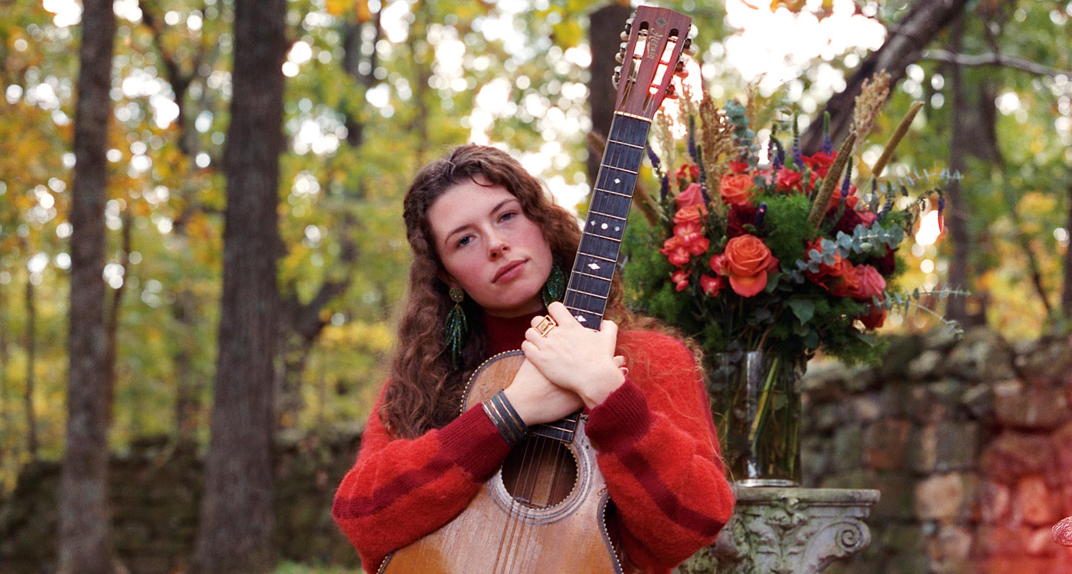 Hannah Wicklund with a 19th century parlour guitar from Fanny&rsquo;s House Of Music in&nbsp;Nashville.