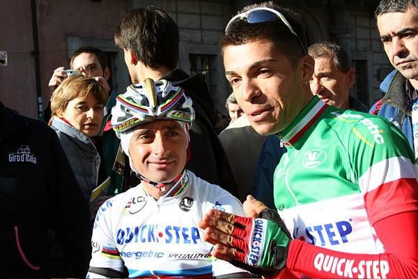 Due Campioni. Paolo Bettini (World and Olympic) poses with Giovanni Visconti (Italian) (both Quick Step - Davitamon)