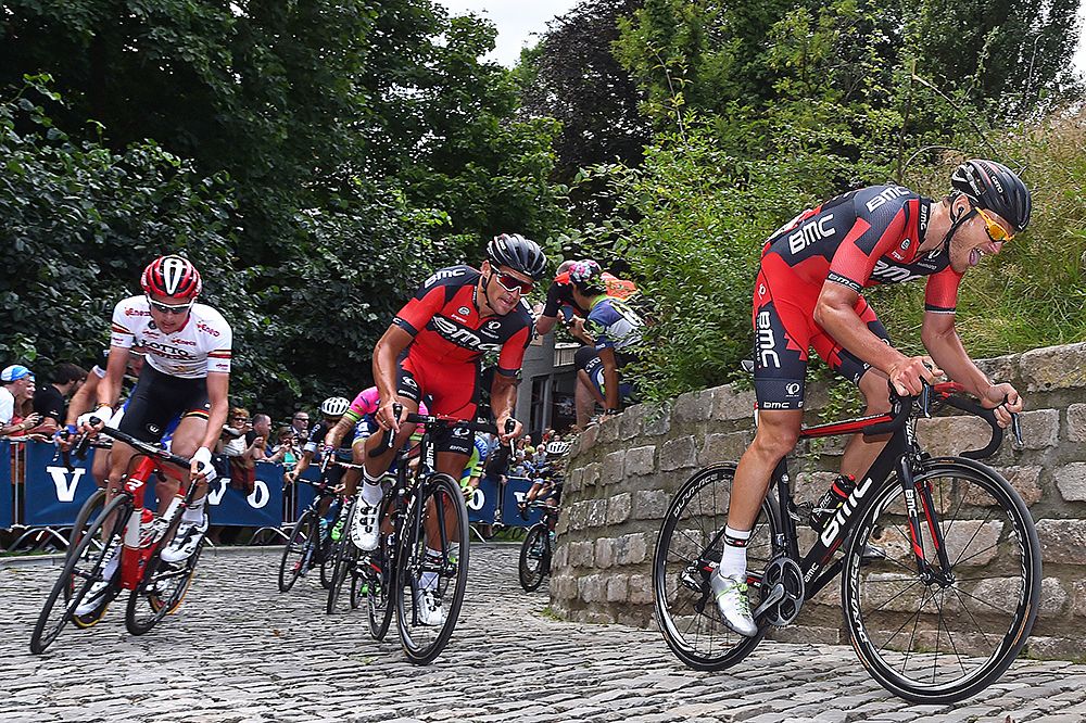 BMC riders on the climb