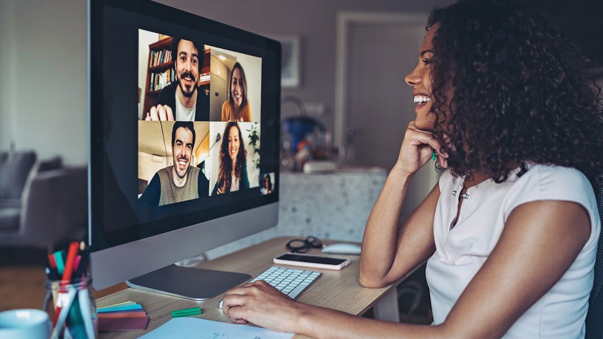 Woman videoconferencing