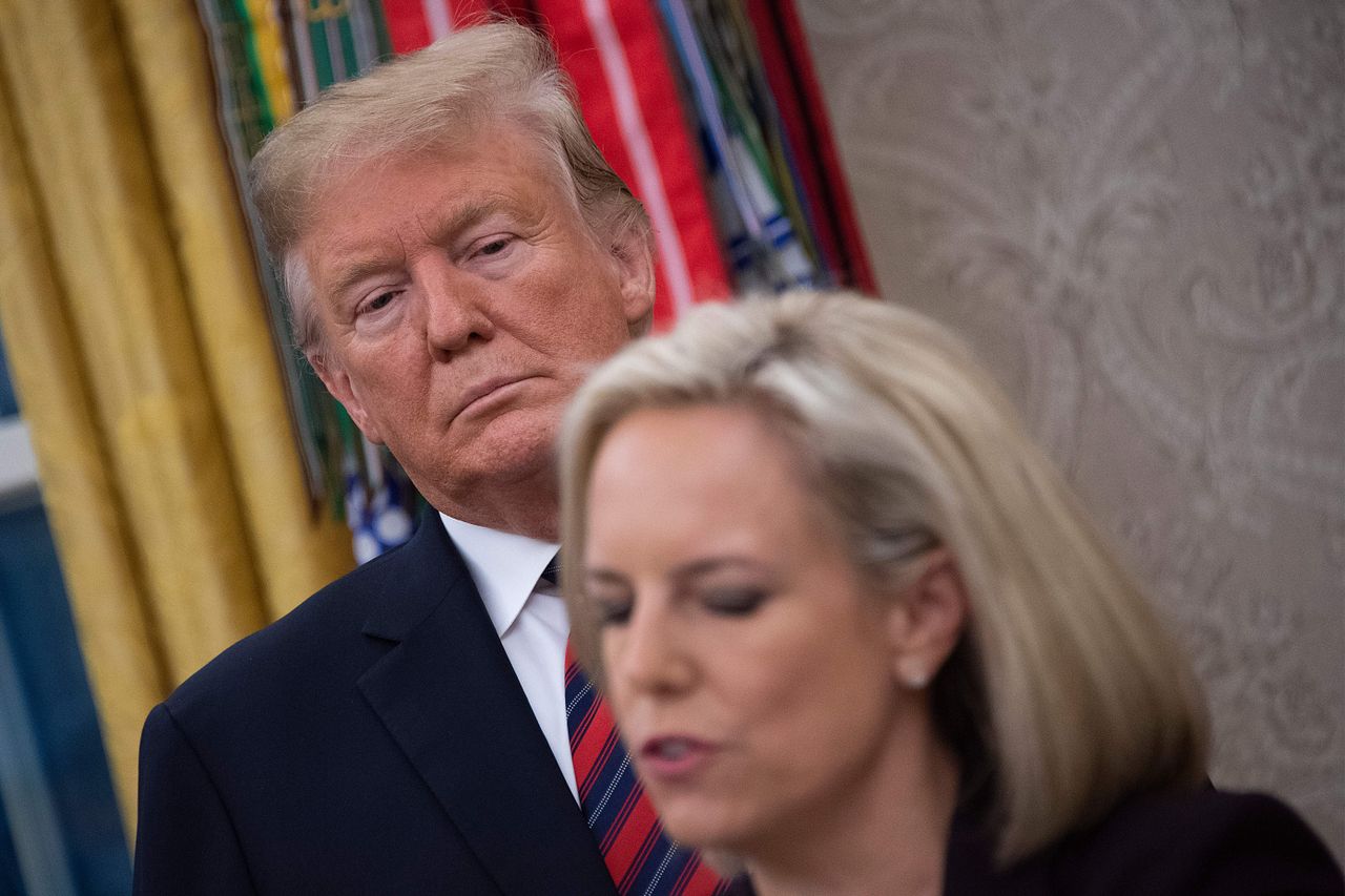 Donald Trump and Kristjen Nielsen. 