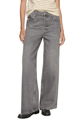 Gray Loose Wide Leg Jeans