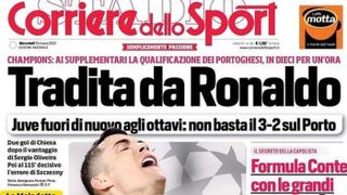 Corriere dello Sport headline ‘Betrayed by Ronaldo’