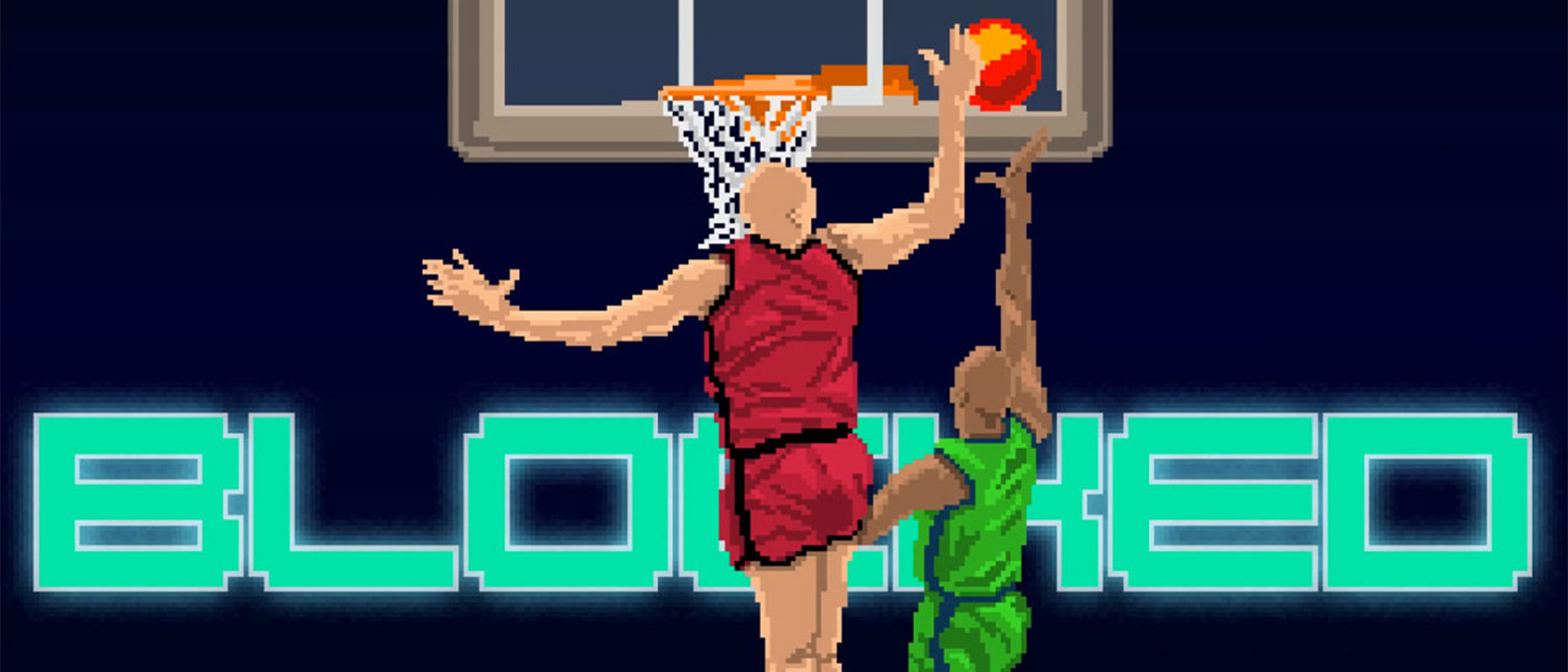 Two pixel art basketball players