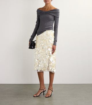 Womens Róhe Ivory Embellished Midi Skirt | Harrods Uk