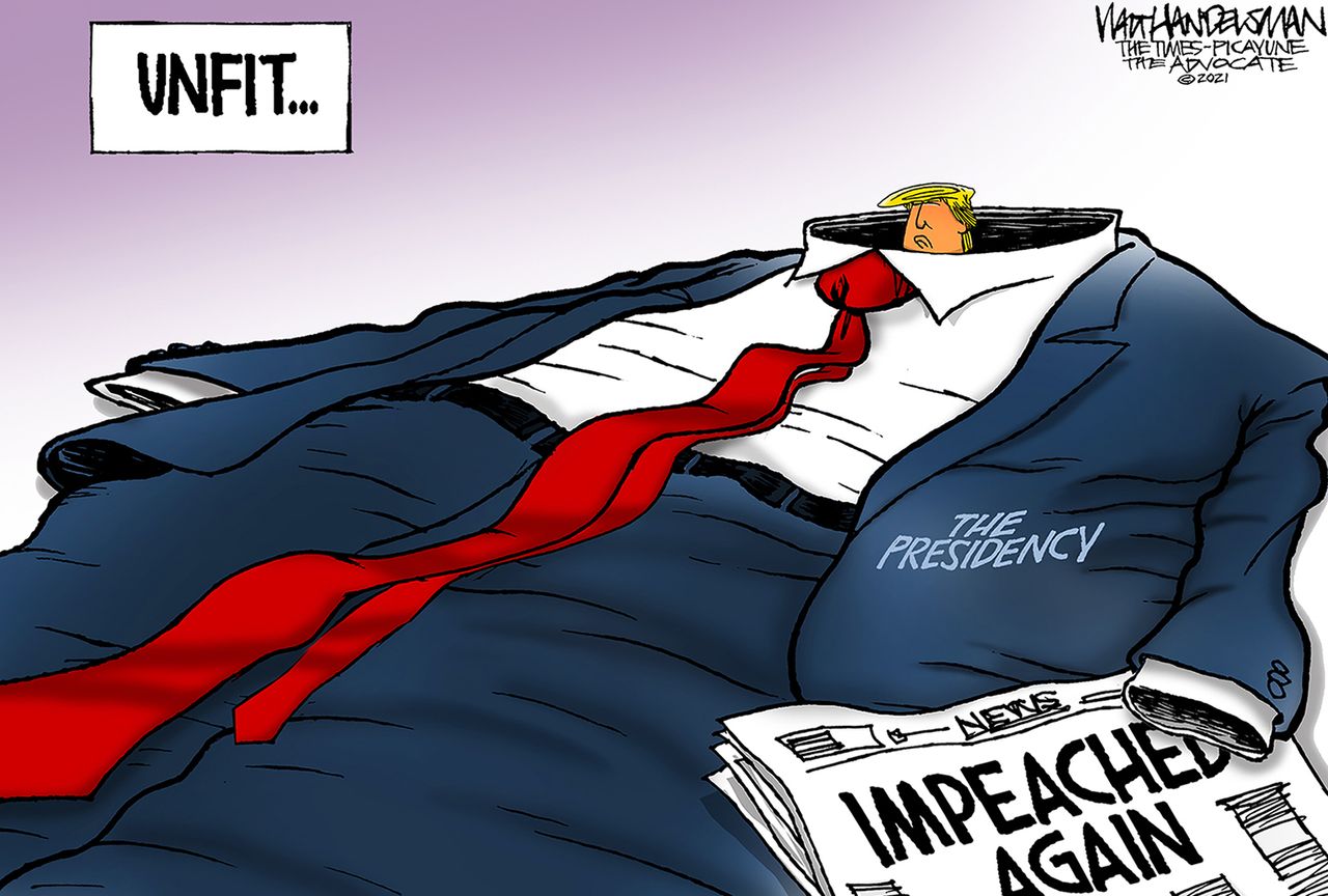 Political Cartoon U.S. Trump impeachment capitol riot