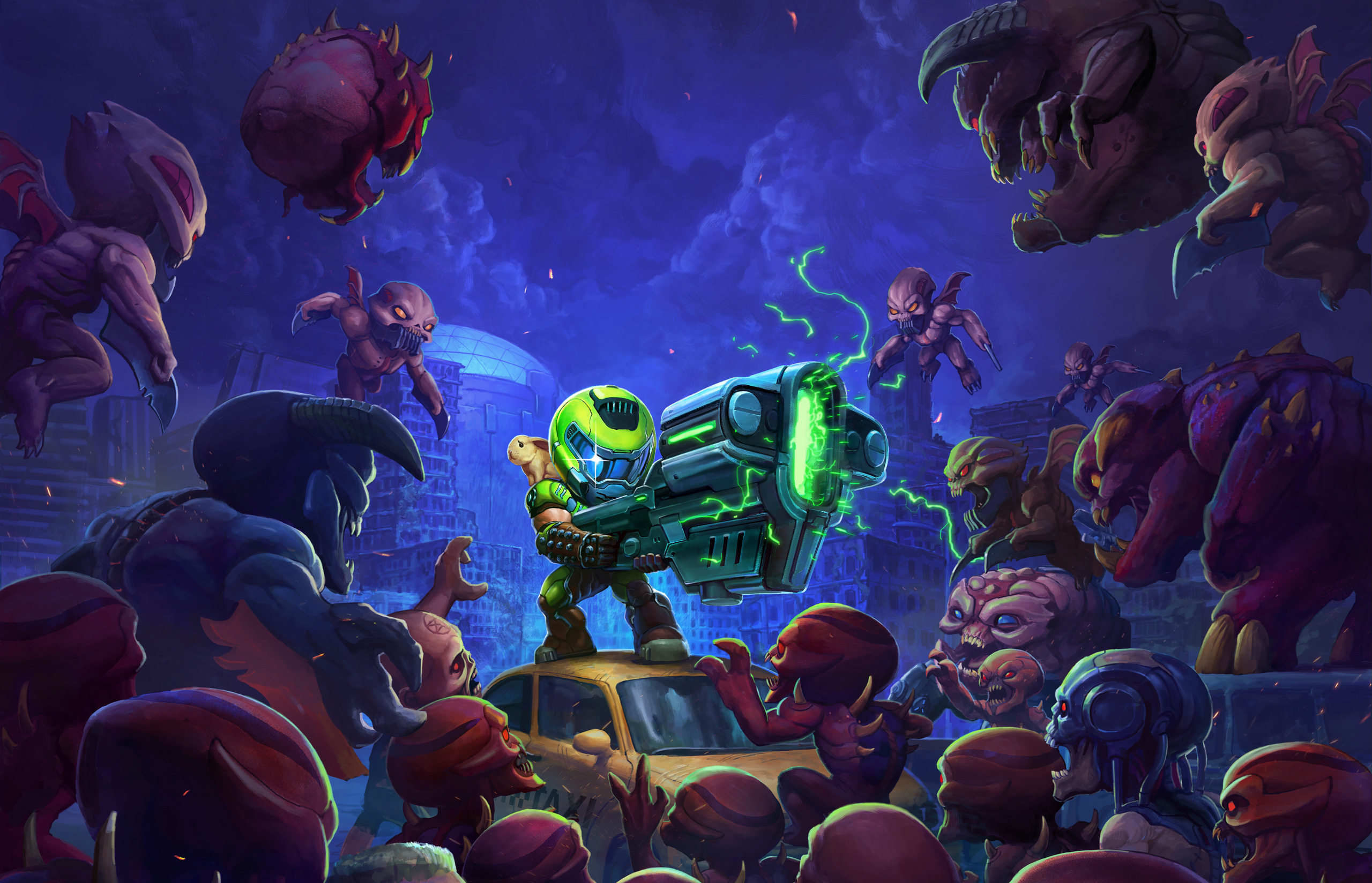 Mighty Doom ist der nächste Ableger mit dem brutalen Doom Slayer, der dieses Mal im niedlichen Chibi-Look daherkommt
