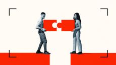 Woman and man slotting puzzle pieces together to represent compromise and how to be happy in a relationship