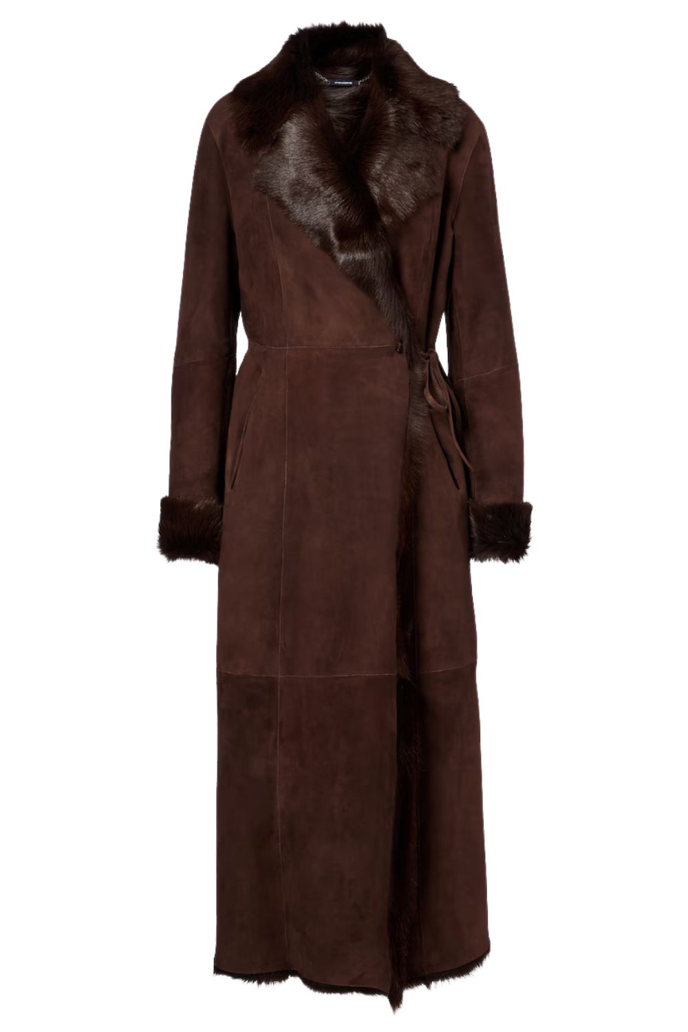 Nour Hammour Joni shearling-lined suede wrap coat