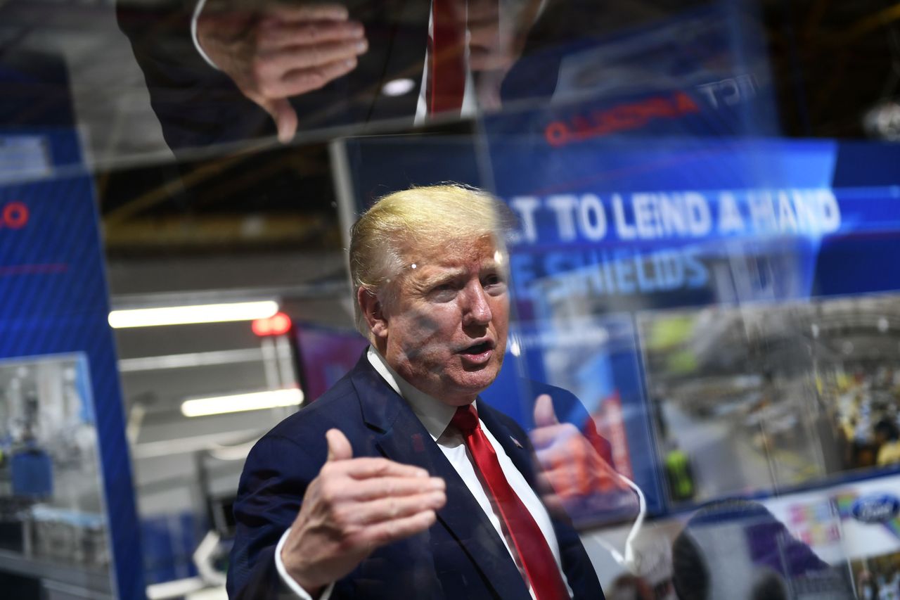 Trump speaks at a Ford plant